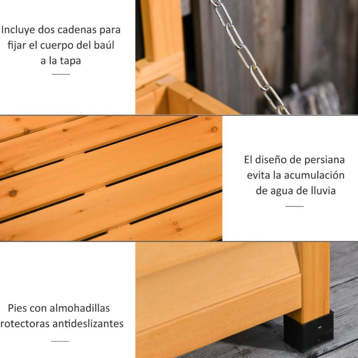 Outsunny - Baúl de jardín de madera