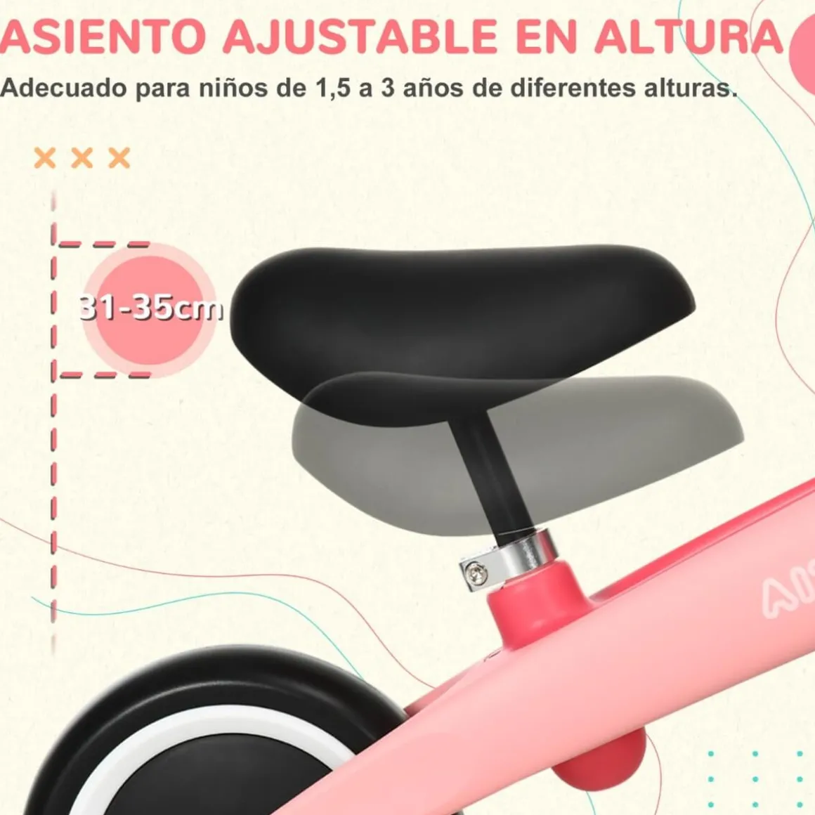 Outsunny - Bicicleta equilibrio Naranja con manillar giratorio