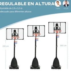 Outsunny - Canasta baloncesta regulable con base