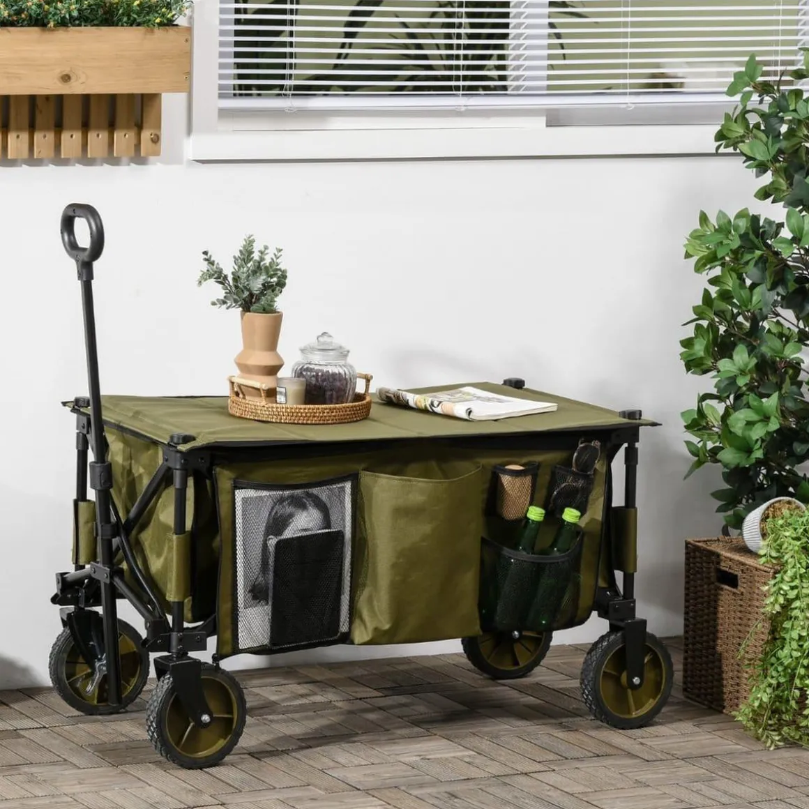 Outsunny - Carro con tablero plegable Verde