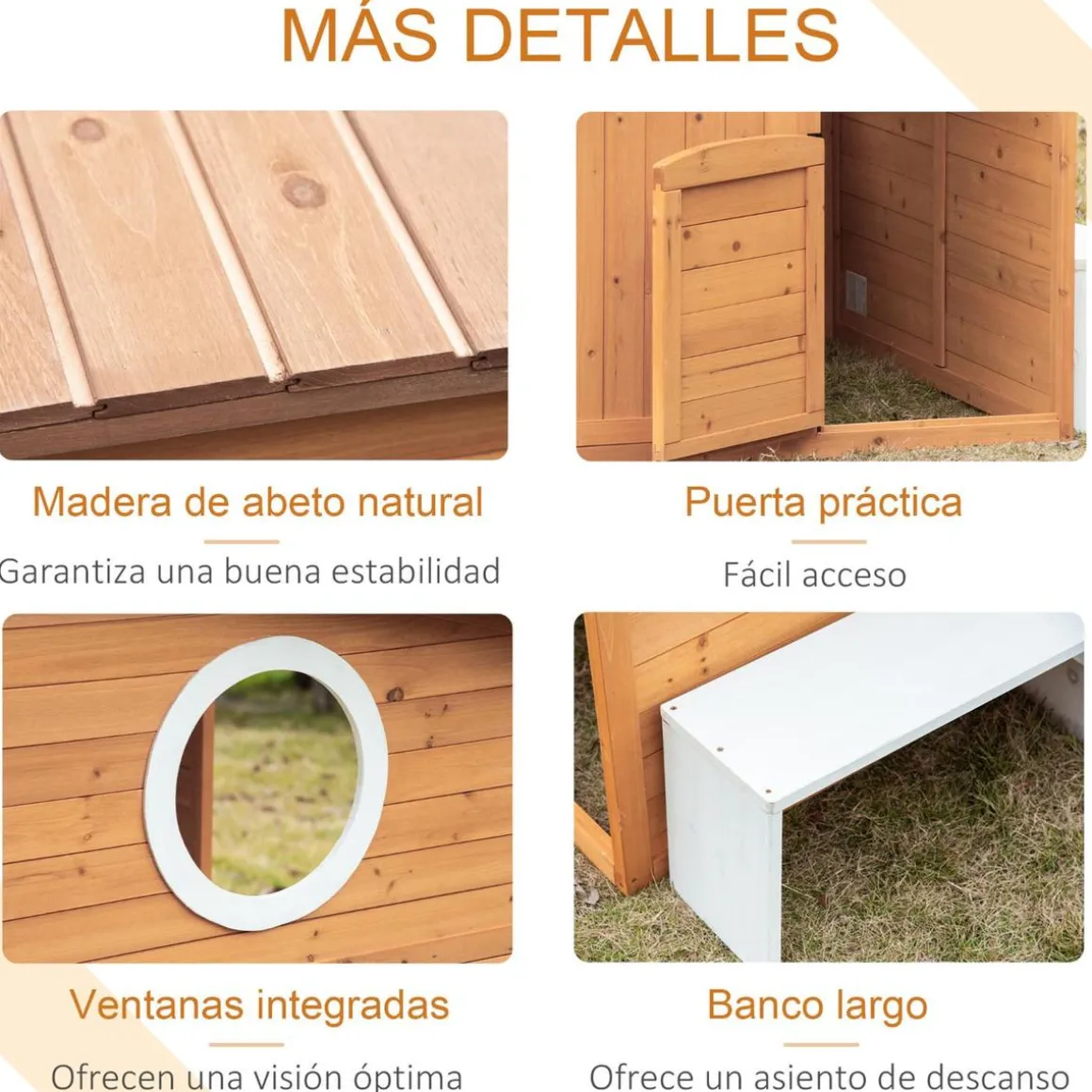 Outsunny - Casita de jardín de madera con banco y macetero