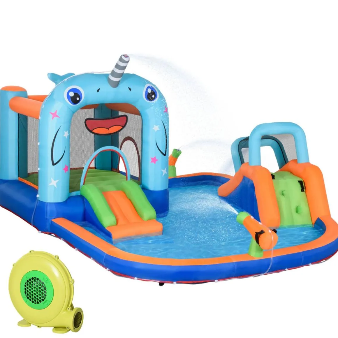 Outsunny - Castillo hinchable 5 en 1 unicornio