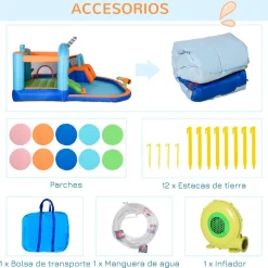 Outsunny - Castillo hinchable 5 en 1 unicornio