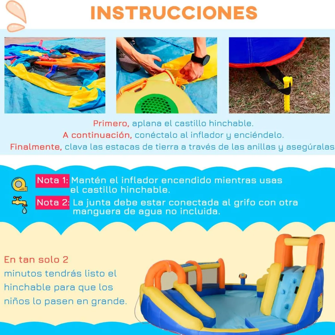 Outsunny - Castillo hinchable 6 en 1 grande