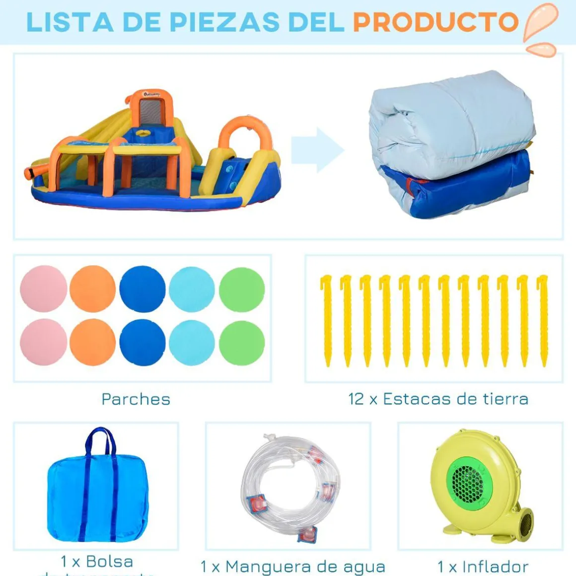 Outsunny - Castillo hinchable 6 en 1 grande