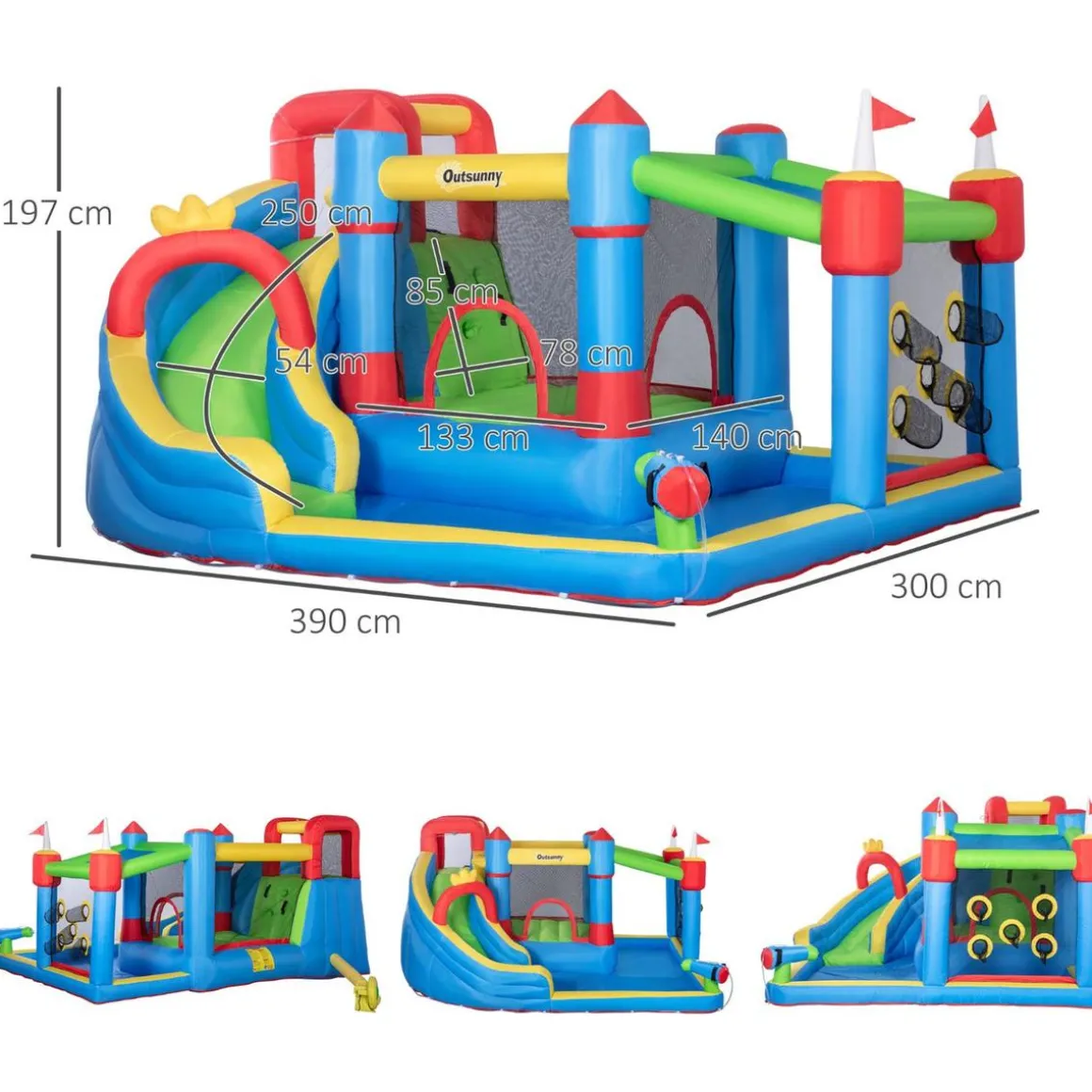 Outsunny - Castillo hinchable 6 en 1 con tobogán