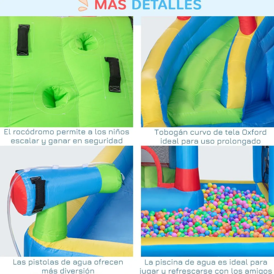 Outsunny - Castillo hinchable 6 en 1 con tobogán