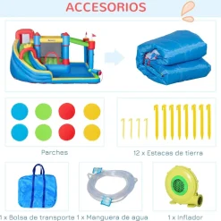 Outsunny - Castillo hinchable 6 en 1 con tobogán