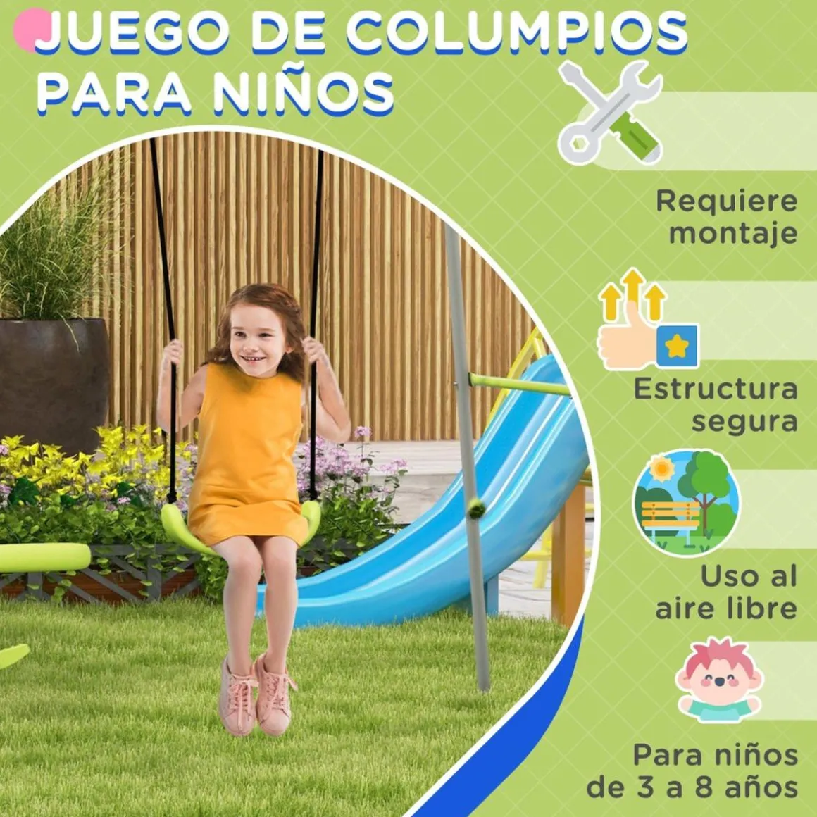 Outsunny - Columpio de Jardín 2 en 1
