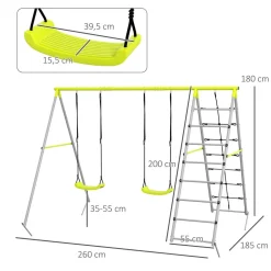 Outsunny - Conjunto 4 en 1 Columpios con Escalador
