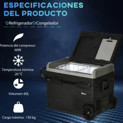 Outsunny - Nevera congelador portatil 60L Negro