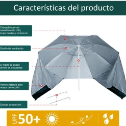 Outsunny - Parasol con dos paneles laterales Verde
