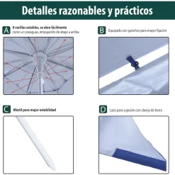 Outsunny - Parasol con dos paneles laterales Azul