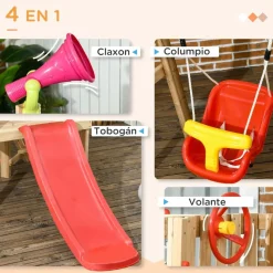 Outsunny - Parque de juego con tobogán y columpio