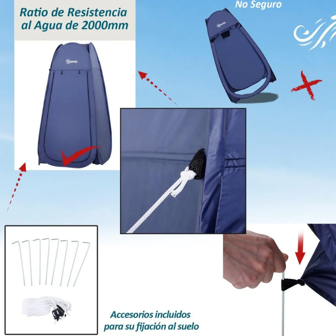 Outsunny - Tienda camping Pop Up Azul oscuro
