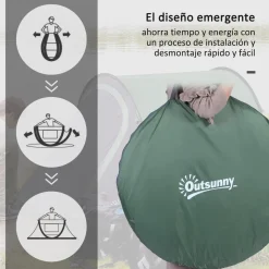 Outsunny - Tienda de campaña Pop Up 250x150x100 cm Verde
