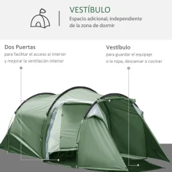Outsunny - Tienda de campaña familiar 426x206x154 cm Verde