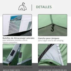 Outsunny - Tienda de campaña familiar 426x206x154 cm Verde