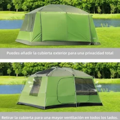 Outsunny - Tienda de campaña familiar 405x305x225 cm Verde