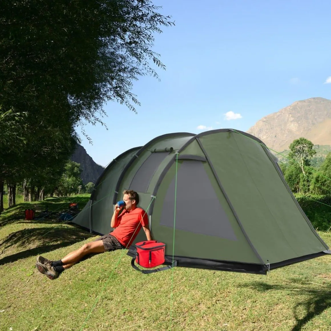 Outsunny - Tienda de campaña familiar 475x264x172 cm Verde