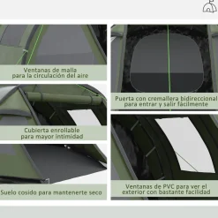 Outsunny - Tienda de campaña familiar 475x264x172 cm Verde