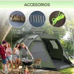 Outsunny - Tienda de campaña familiar 475x264x172 cm Verde
