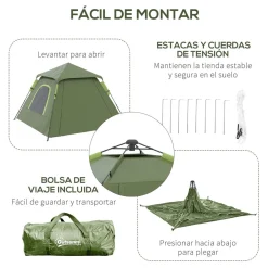 Outsunny - Tienda de campaña Pop Up 210x210x150cm Verde