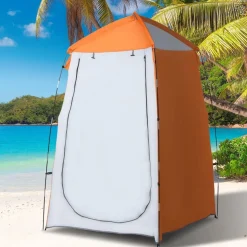 Outsunny - Tienda de ducha camping con mosquiteras 123x121x198 cm Naranja
