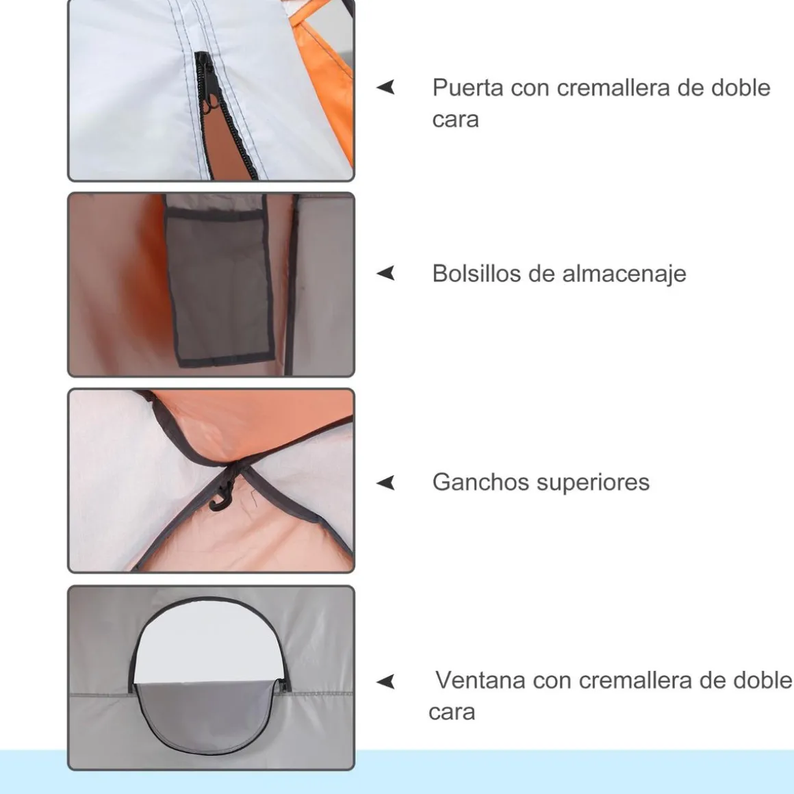 Outsunny - Tienda de ducha camping con mosquiteras 123x121x198 cm Naranja