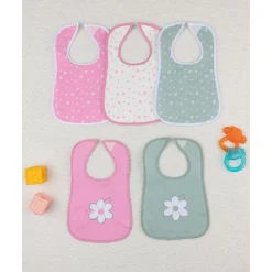 Pack 5 Baberos Florales para Niña en Tonos Vivos