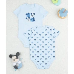 Pack 2 bodies bebé azules Disney Mickey