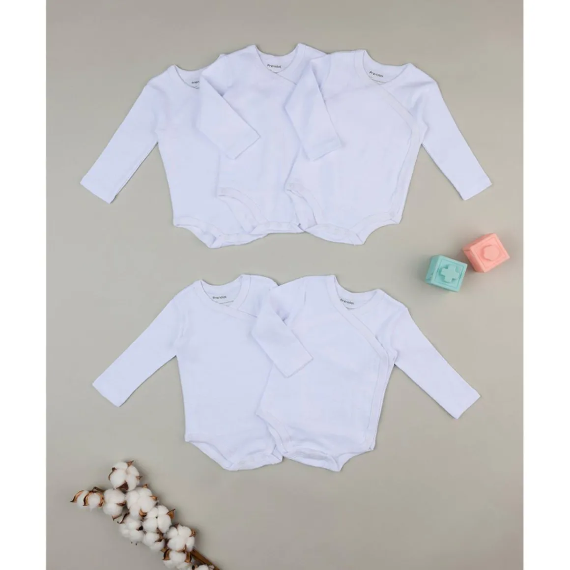 Pack 5 bodies blancos con apertura lateral