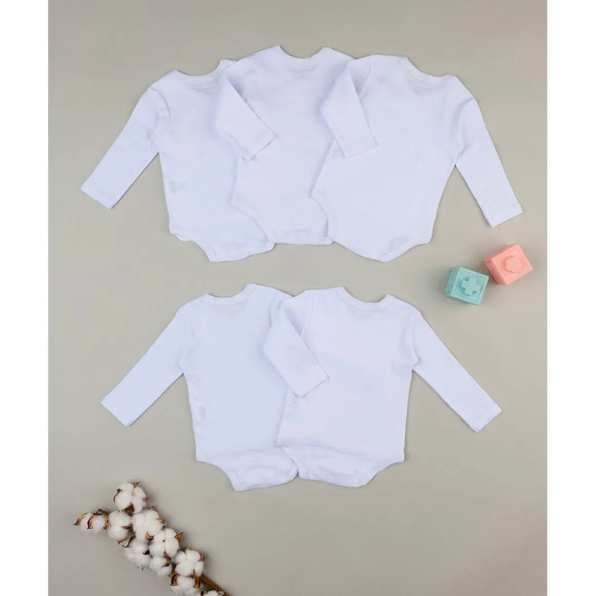 Pack 5 bodies blancos con apertura lateral