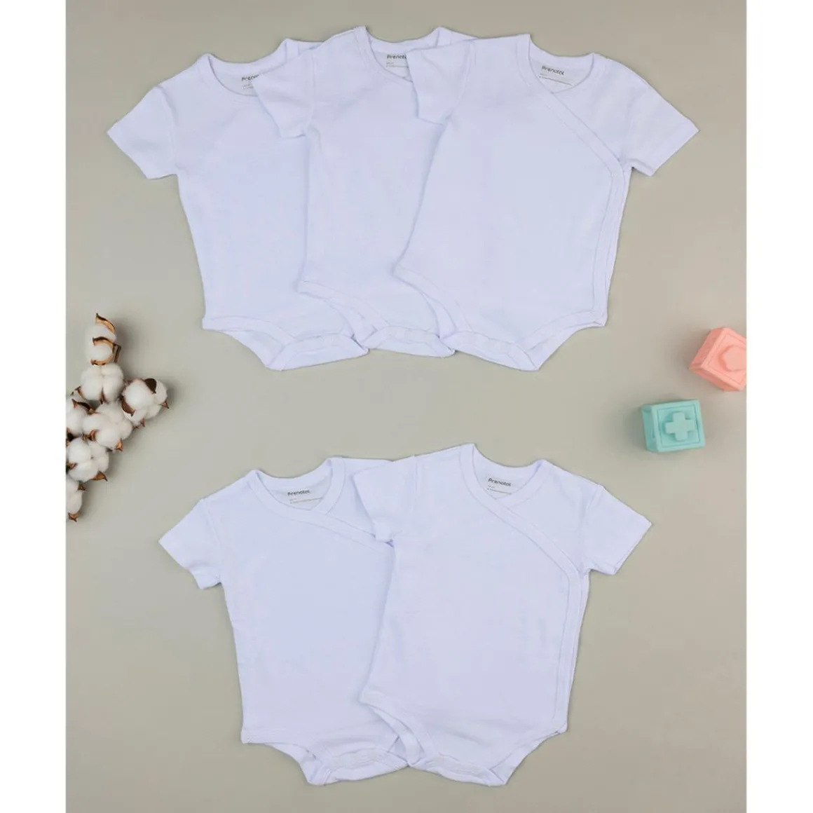 Pack 5 bodies blancos con apertura lateral