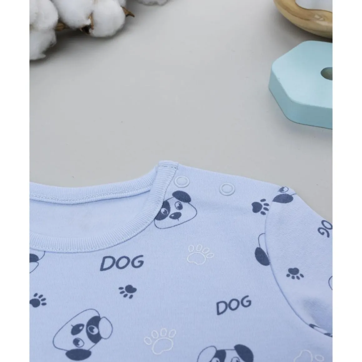 Pack 2 bodies de manga larga niño blanco y azul con perros