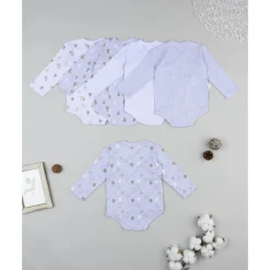 Pack 5 bodies de manga larga para niño con estampado de ositos