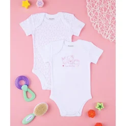 Pack 2 bodys interiores de bebé niña con estampado de gatos