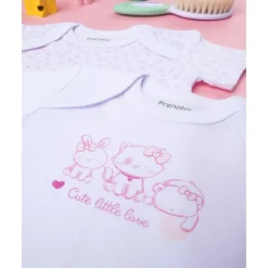 Pack 2 bodys interiores de bebé niña con estampado de gatos