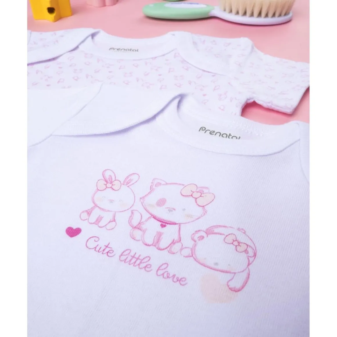 Pack 2 bodys interiores de bebé niña con estampado de gatos
