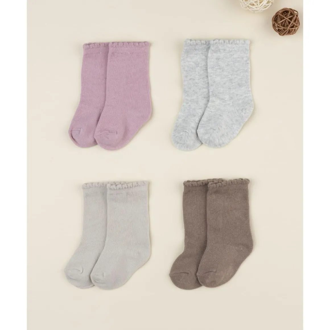Pack 4 calcetines altos niña colores otoño