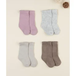 Pack 4 calcetines altos niña colores otoño