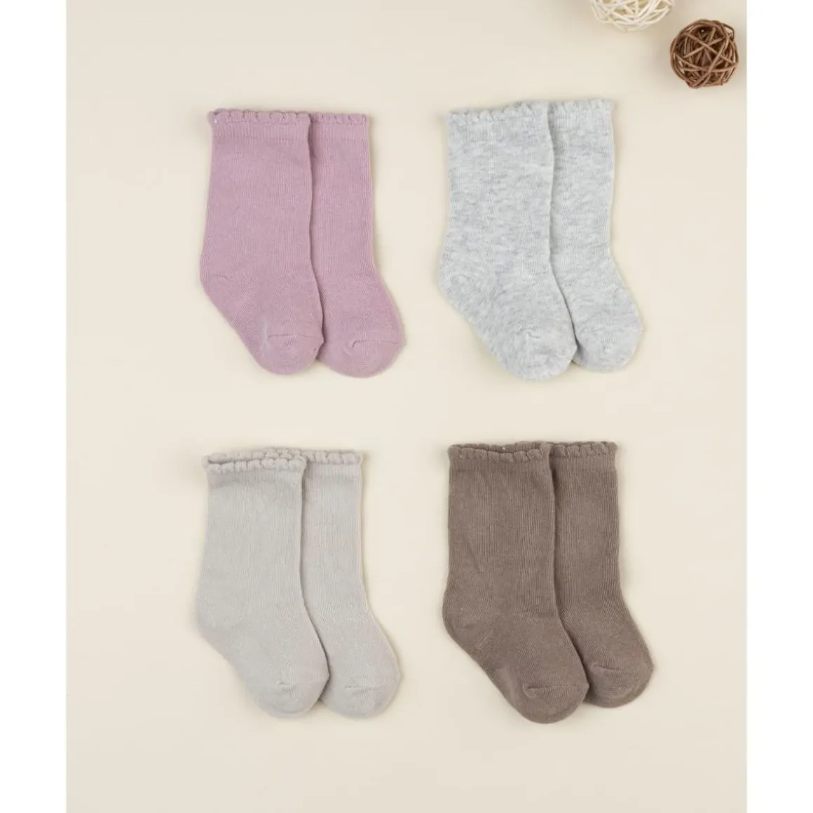 Pack 4 calcetines altos niña colores otoño