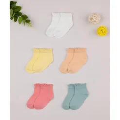 Pack 5 Calcetines Bebé Niña Multicolor Tinta Unica
