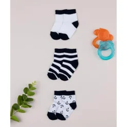 Pack 3 Calcetines Bebé Niño Blanco/Azul Bicolor