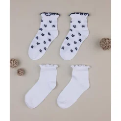 Pack 2 calcetines cortos niña blanco/azul
