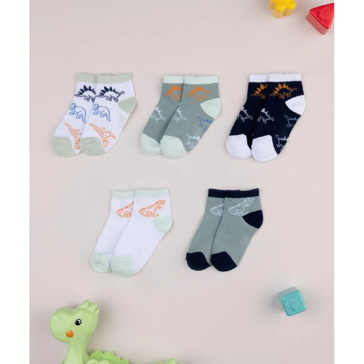 Pack 5 calcetines Dinosaurios para niño