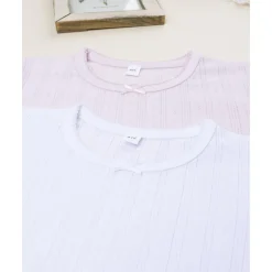 Pack 2 camisetas blanco y rosa para niña