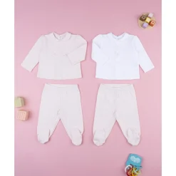 Pack 2 conjuntos de bebé en terciopelo con estampado de conejitos