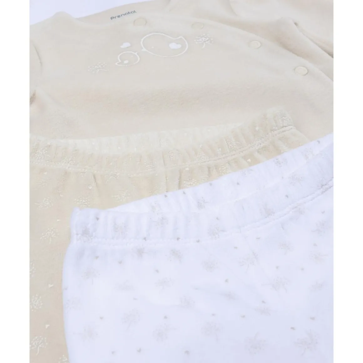 Pack 2 conjuntos de niña en terciopelo blanco y beige