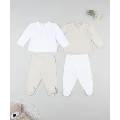 Pack 2 conjuntos de recién nacida blanco/beige